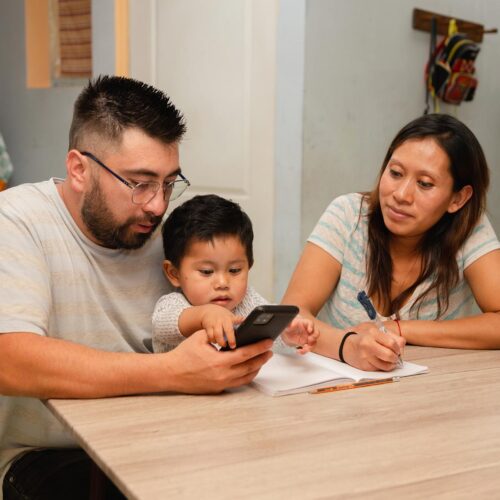family calculating expenses